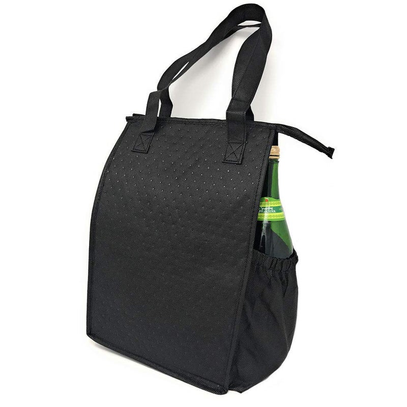 ProEquip Thermo Tote Insulated Lunch Bag Wine Cooler Tote Bag Reusable Tall Water Bottle Carrier For Adults Men Women (Pack of 2 for Price of 1 - Royal & Black - ST3091) - Image 5